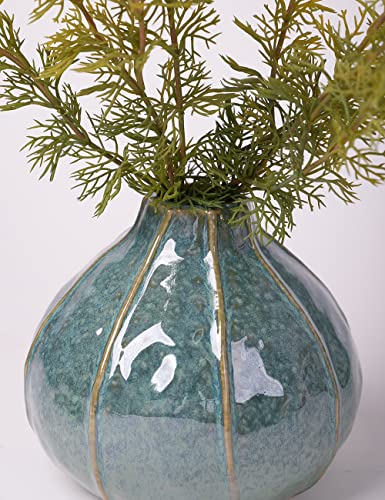 HAUCOZE Ceramic Flower Vase Decorative Sculpture Modern Home Decor 6.3 Inch | Ceramic Handmade Gift Table Centerpiece Ornament for Dining Room Office Cafe - size: Medium