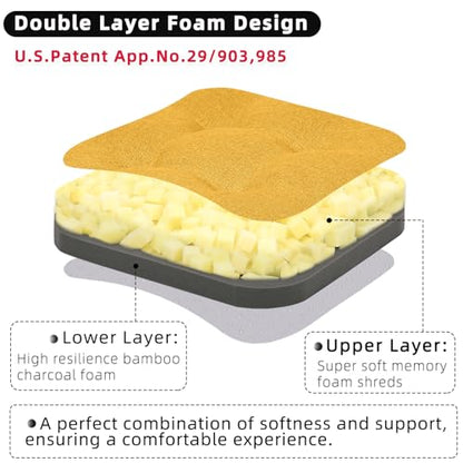 GOFORIT Memory Foam Cushion，Square Seat Cushions for Dining Chairs,Non-Slip Chair Pads with Removable Cover, 16'' x 16'', Yellow - color: Yellow