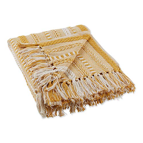 DII Braided Striped Throw, 50x60, Honey Gold - color: Honey Gold, size: 50x60"