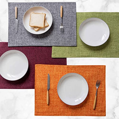 Home Brilliant Linen Placemats Set of 4 Heat Resistant Washable Placemats for Parties Buffet Dinner, 13 x 19 inches, Ash Grey - color: Ash Grey, size: Placemats 13" x 19", Set of 4
