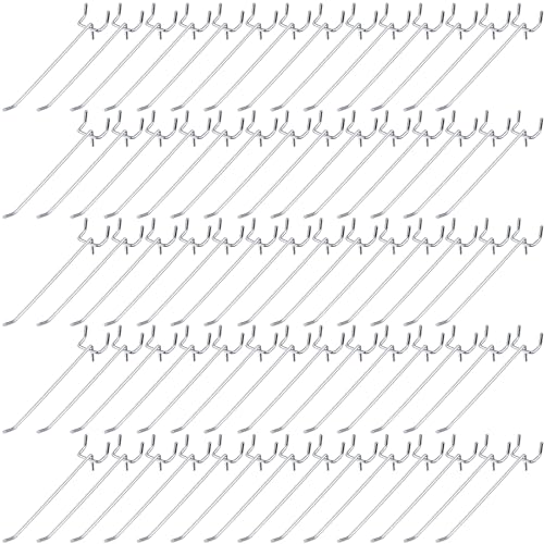 100 Pcs Peg Board Hooks Stainless Steel Pegs,6 Inch,Silver | Fits 1/8 1/4 Inch Pegboard Holes, Garage Wall Organizer Accessories, Heavy Duty Hanging Pegs for Tools Workshop Displays - color: Silver, size: 6 Inch