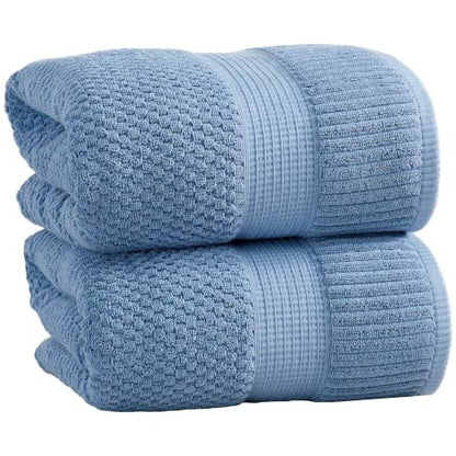 2 Pack Oversized Bath Towels 100% Cotton | Blue Towels | Oeko‑TEX Standard 100 | Soft & Absorbent, Quick‑Dry | Trinity Collection - Blue Shadow - color: Blue Shadow, size: Oversized Bath Towels (2 Pack)