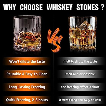 Gifts for Men Dad Father's Day, Birthday Gift from Daughter Son Wife Kids, Whiskey Stones with Wooden Box, Unique Ideas for Him Husband, Cool Bourbon Gadget - color: Gold - Wooden Box