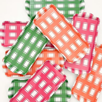 Green Plaid Melamine Serving Tray with Handles Festive All-Season Platter | By Sprinkles & Confetti Easter Summer Birthdays Outdoor Indoor BPA-Free Shatter-Resistant Lightweight Food Entertaining - color: Green Plaid
