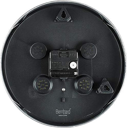 Bernhard Products Wall Clock 10 Inch Modern Silver Round Elegant Metal Quality Quartz, Silent Non Ticking Battery Operated Home Office Clock with 3D Numbers (Silver & Prussian Blue) - color: Silver & Prussian Blue