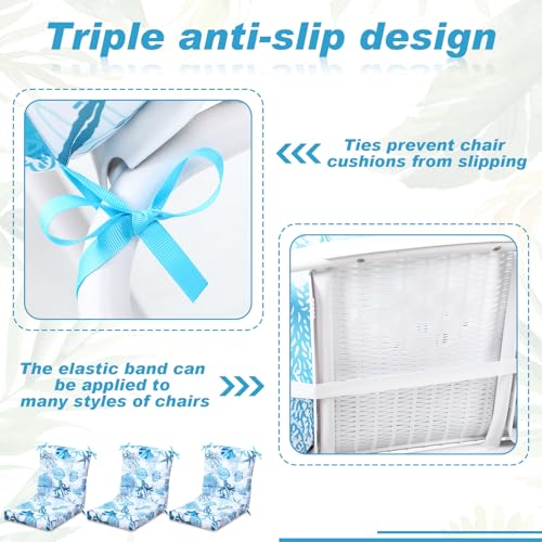 Hoteam 4 Set Outdoor Patio Chair Cushions 20 x 42 in Deep Seat Waterproof Patio Cushions Set for Furniture Replacement Removable Seat and Back (Ocean) - style: Ocean