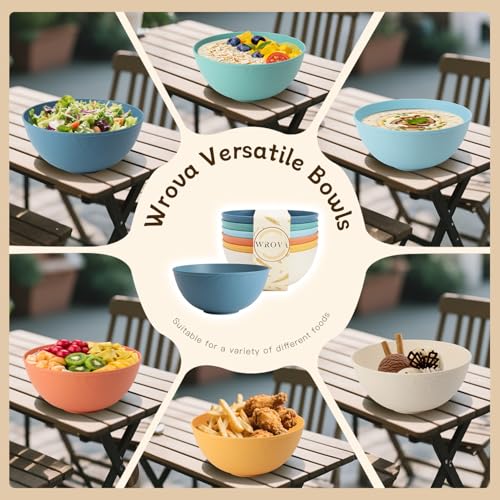 Wheat Straw Bowls for Kitchen set of 6,Anti-Scald Thick Soup Bowls 40oz,Microwave and Dishwasher Safe Bowl Sets, Unbreakable Cereal Bowl Sets. Vibrant Series - color: Vibrant Series, size: 40oz
