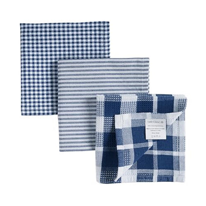 LANE LINEN 100% Cotton Kitchen Dish Cloths, Ultra Soft Absorbent Quick Drying Dish Towels, Multiweave Wash Cloths Dish Towel Sets, 12x12 Inches, 12 Pack - Navy - color: 14: Navy, size: 12"x12" - 12 Pack
