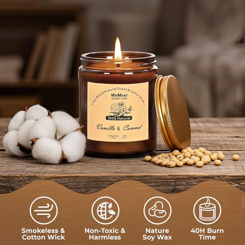 WEMEET Scented Candles Set, 4 Pack Aromatherapy Candle with Crystals, 28 oz 160 Hour Long Lasting Candle, Soy Wax Scented Candle with Dried Flowers, Gifts for Men, Women, Birthday, Mother's Day - color: 4 Pack