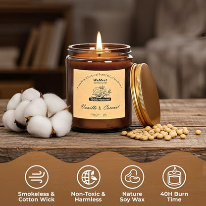 WEMEET Scented Candles Set, 4 Pack Aromatherapy Candle with Crystals, 28 oz 160 Hour Long Lasting Candle, Soy Wax Scented Candle with Dried Flowers, Gifts for Men, Women, Birthday, Mother's Day - color: 4 Pack