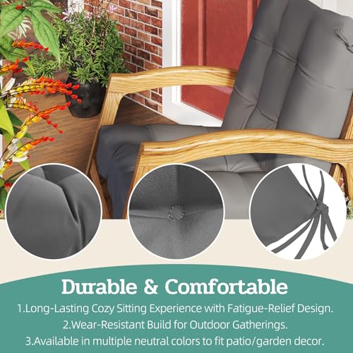 Outdoor Chair Cushions 42x21x4 Inch Set of 2, Dark Gray | Patio Cushions for Dining Rocking Chairs, High Back Soft Seat Pad with Ties, Waterproof Fade Resistant, Indoor Outside Use - color: Dark Gray