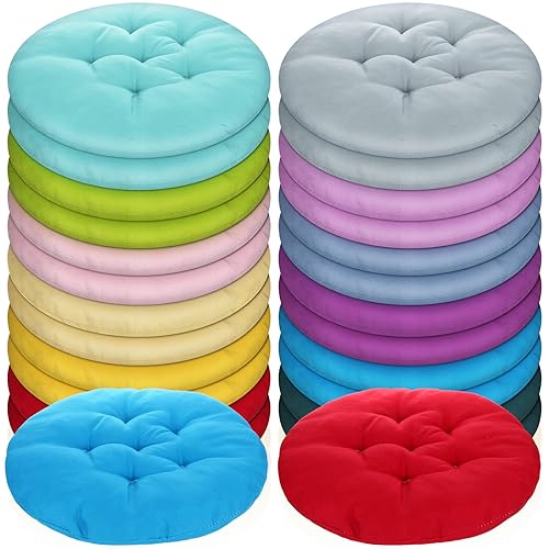 Tinideya 24 Pcs Floor Cushions Classroom,Medium 15.7 Inch,Multi Color | Round Meditation Pillows for Adults Kids, Flexible Seating Nursery Living Room Yoga, Soft Padded Chair Cushion - color: Multi Color, size: Medium 15.7 Inch
