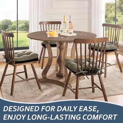 Basic Beyond Chair Cushions for Dining Chairs 4 Pack, Dining Seat Cushions with Ties and Non Slip Backing, 15.5 x 15.5 inches Tufted Kitchen Chair Pads (Khaki) - color: Khaki, size: 4 Count (Pack of 1)