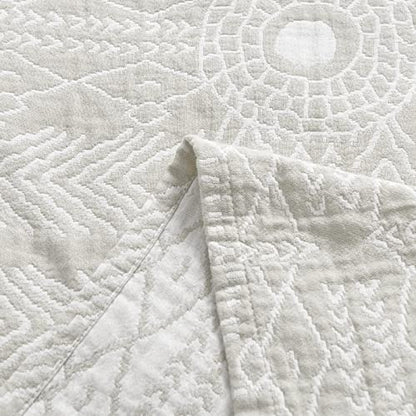 jinchan 100% Cotton Muslin Blanket Twin Boho Throw Blanket 50x60 Light Gray | 3-Layer, Tribal Geometric Quilt, Cooling Breathable Lightweight, for Adult, Soft, Reversible, Summer, Couch, Sofa, Bedroom - color: A. Boho Light Grey, size: 50"x60"