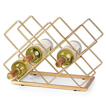 Countertop Wine Rack - 10 Bottle Freestanding Modern Gold Metal Small Wine Rack - Tabletop Wine Holder Stand for Cabinet, Pantry, Wine Bottle Storage… - color: B-gold 10btl