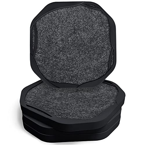 UMIRRO Absorbent Felt & Silicone Drink Coasters Set of 4, Black Sand | Leakproof & Non-Slip Base, Non-Stick, for Coffee Table, Office Desk, Home Bar, Kitchen Decor & Accessories, Octagon 4" - color: 14. Black Sand, size: 4 Pack