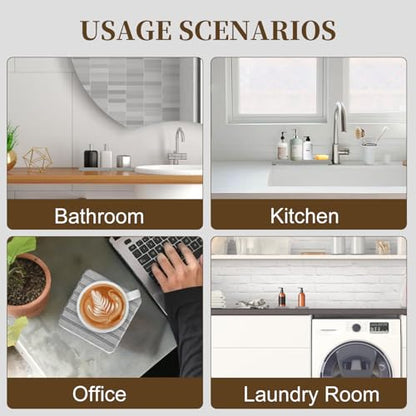 3PCS Diatomite Stone Tray Set, Large Soap Holder & 2 Square Coaster Mats for Bathroom Kitchen Counter, Fast-Absorbing Sink Organizer with Non-Slip Feet, 8.3x4 & 4x4 Inches