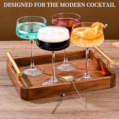 KMIGRUAN Martini Glasses Set of 6, 9oz Coupe Glasses, Hand Blown Crystal Cocktail Glasses for Espresso Martini, Manhattan,Home Bar,Gift Set - style: Coupe Martini Glasses