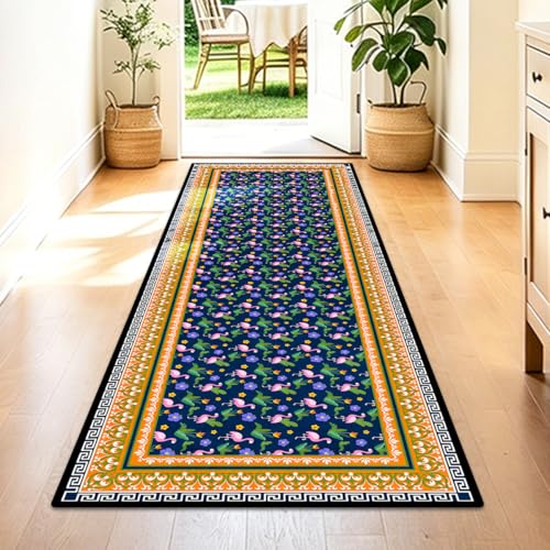 Washable Corridor Runner Rug, Non-Slip Hallway Rug with Upgrade Rubber Backing, Stain Resistant Faux Wool Distressed Carpet for Bedroom Kitchen Laundry Corridor Balcony (Flamingo, 71" x 23.6") - color: Flamingo‌, size: 1'11" x 5'11"