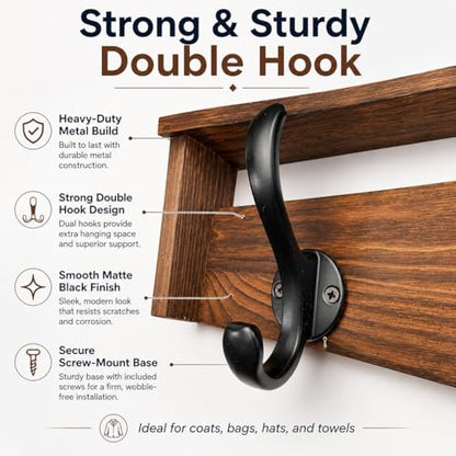 29" Coat Rack Wall Mount with Shelf, Entryway Wall Hooks with Shelf, Coat Hangers for Bathroom, Living Room, Bedroom