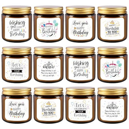 12-Pack Birthday Scented Candles, 3.05 oz Each, Natural Soy Wax, Long-Lasting Romantic Fragrance, Funny Happy Birthday Gift Set, Unique Gifts for Women Men, Gift-Ready - color: 12Pack-Birthday