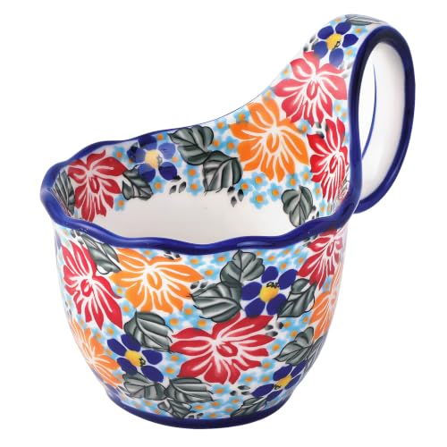 ALMA 16oz Soup Bowl with Handle,Ceramic Soup Cup for Thanksgiving Table | Microwave Oven Dishwasher Safe,Hand Painted Floral Bowl Cup for Fall,Seasonal Entertaining,Gift-ready box included - color: Thriving Floral