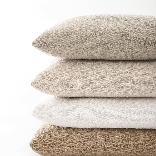 24x24 Boucle Throw Pillow Covers, Set of 2, Beige - color: Beige, size: 24" x 24" (Pack of 2)