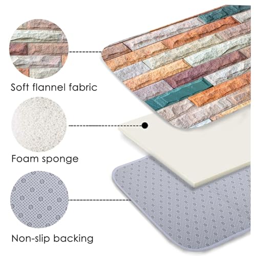 Non-Skid Low Pile Sponge Foam Door Entry Rug for Bathroom Mat,Separate Tub Shower Skid Proof Rugs, Home 3D Optical Illusion Rug Non Slip Bath Mats Welcome Mat 47 x 17.5 inches - color: Multi14