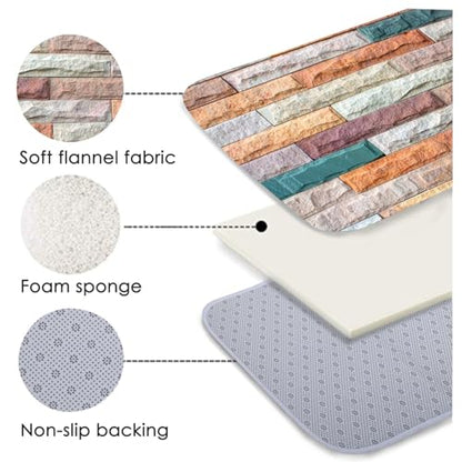 Non-Skid Low Pile Sponge Foam Door Entry Rug for Bathroom Mat,Separate Tub Shower Skid Proof Rugs, Home 3D Optical Illusion Rug Non Slip Bath Mats Welcome Mat 47 x 17.5 inches - color: Multi14