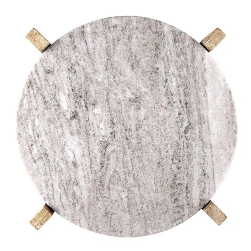 Santa Barbara Design Studio Charcuterie Boards for Cheese, Meat, and Fruit Marble Board on Mango Wood Stand, 12.25" L x 10" W x 2" H, Beige - color: Beige