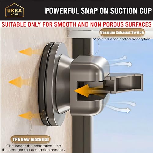 Suction Cup Corner Shower Caddy with Hooks and Towel Bar for Bathroom. Aluminum, Reusable, Rustproof, No Drill, No Tools, No Glue. Multifunctional, Hang Towel, Loofah, Sponge (2 Pack, Gray)