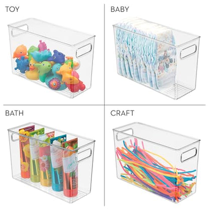 iDesign Slim Clear Plastic Bathroom Storage Bin, Tall Narrow | Organizer for Lotions, Creams, Toiletries - style: Pack of 1