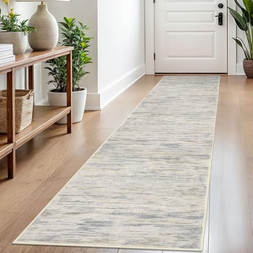 SIILOOM 2x8 Washable Runner Rug, Non Slip Soft Area Rug for Hallway Kitchen | Gray/Beige/Neutral Modern Abstract Spill & Stain Resistant Low Pile Carpet for Entryway Laundry Bedroom, Easy Clean - color: Gray/Beige/Neutral/Multi, size: 2' x 8' (Runner)