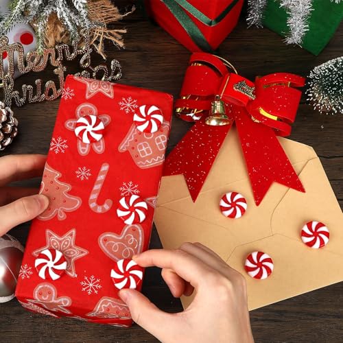 JUNEBRUSHS 1 Inch Candy Cane Christmas Decorations, 50 Pcs Plastic Fake Peppermint Candy Ornaments Red And White For Xmas Holiday Decor Party Favors Crafts - style: Candy Cane Style