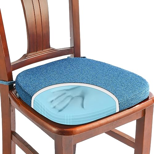 SINOSSO 1 Pack Memory Foam Chair Cushions for Dining Chair, Friendly Woven Fabric 16" U-Shape Comfortable Kitchen Chair Pad, Removable Slip Resistant Seat Cushion (1 Piece, Blue) - color: Blue
