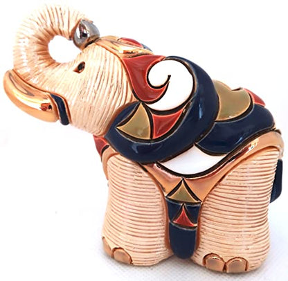 De Rosa Handmade/Painted Sculpted Ceramic White Elephant Figurine Family Collection F131