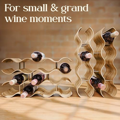 Dreiklang - be smart® Wooden Wine Rack 12 Bottles Countertop | Freestanding Natural Wood Bottle Holder | Modern, Decorative & Space-Saving | Slim & Compact Design | 3 Tiers (16.3 x 8.9 x 6.1 in) - size: 12 Bottles