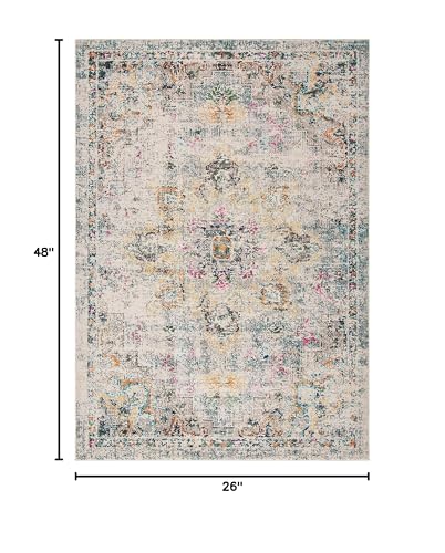 SAFAVIEH Madison Collection Area Rug - 2'2" x 4', Grey & Gold, Boho Chic Distressed Medallion Design, Non-Shedding & Easy to Clean, Ideal for Living Room, Bedroom, Dining Space (MAD473F) - color: Grey/Gold, size: 2'2" x 4' (Rectangular)