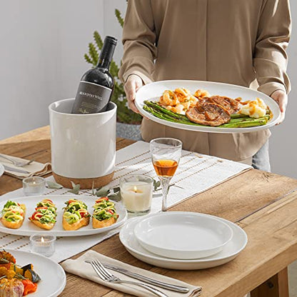 DOWAN Large Serving Platter, 16"/14"/12" Porcelain Platters for Entertaining Wedding Party, White Oval Plates Set of 3, Serving Dishes for Serving Food, Housewarming Gifts - color: Ellipse