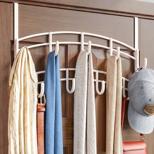 LYNK Professional® Home™ Over the Door Hooks - 9 Hook – Over the Door Coat Rack - Over the Door Hanger - Hanging Towels or Clothes - Bathroom, Bedroom, Laundry Room - Lifetime Ltd. Warranty, White - color: White, size: 9 Hooks Meridian