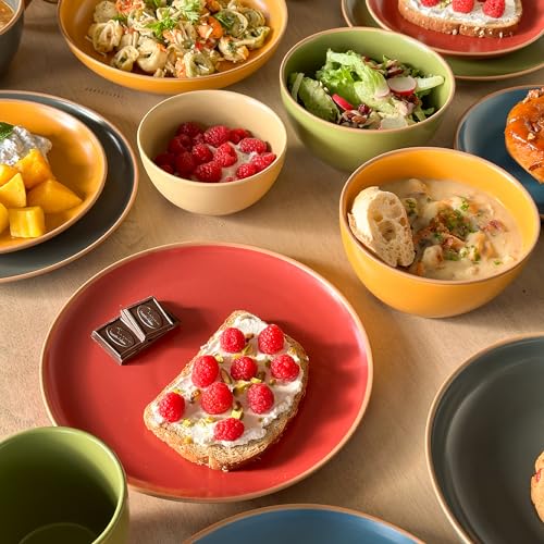 Mora Ceramic Artisan Matte Small Dessert Bowls - 16oz, Set of 6 - Microwave, Oven and Dishwasher Safe, For Rice, Ice Cream, Soup, Snacks, Cereal, Chili, Side Dishes etc - Microwavable Kitchen Bowl - color: Artisan Colors