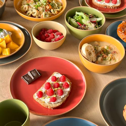 Mora Ceramic Artisan Matte Small Dessert Bowls - 16oz, Set of 6 - Microwave, Oven and Dishwasher Safe, For Rice, Ice Cream, Soup, Snacks, Cereal, Chili, Side Dishes etc - Microwavable Kitchen Bowl - color: Artisan Colors