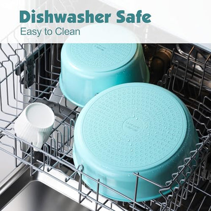 SENSARTE 24 Piece Ceramic Detachable Handle Pots and Pans Set Turquoise | Ceramic Cookware Set, Induction Cookware Set with Removable Handle, Healthy Non Stick for RV, Dishwasher ＆ Oven Safe - color: Turquoise, size: 24 Piece