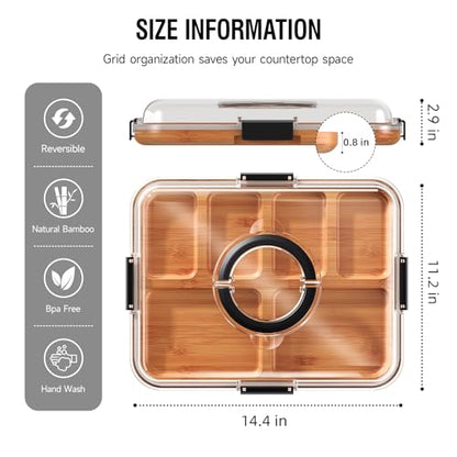 Portable Charcuterie Boards with Lid, Cheese, Veggie & Snack Tray | Clear Lid Keeps Food Fresh, Travel Portable Board for Kitchen, Picnic and Party, House Warming Gifts New Home - color: 6 Compartments Black
