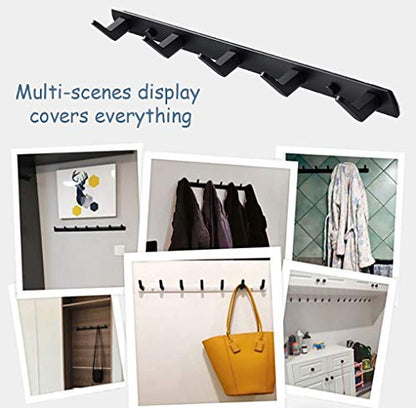 Wall Mounted Coat Rack, 8 Hooks, 29.7"x1.3", Modern, Black | Space Aluminum, Rustproof, for Hallway, Entryway, Hanging Holder for Clothes, Towel, Backpack, 40 lbs Capacity, Easy Install - size: 8 Hooks