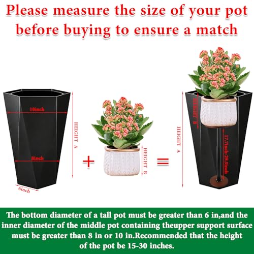 LUTTY 2Set Wooden Adjustable Plant Risers for Inside Pot,17.7-29.5 inches Tall Tapered Plant Riser Fill Bottom of Tall Flower Pots and Large Plants Containers, Rise Filler Riser of Flower Pots - size: (2 Pack)Tall Lift: Rise(17.7''-29.5'')
