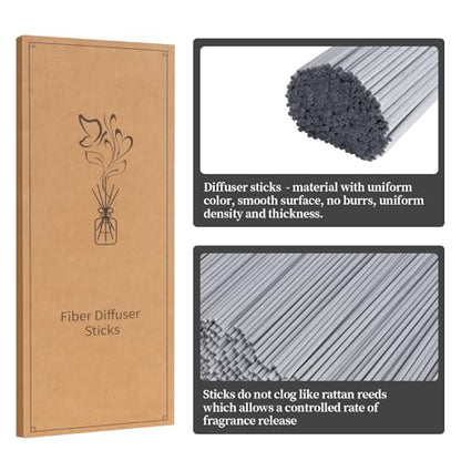 130Pcs Grey Fiber Reed Diffuser Sticks-7.5Inch/3mm Reed Sticks Essential Oil Aroma Diffuser Reeds Aroma Fragrance Refills (3mm X 19cm (130pcs)) - color: Grey Colors, size: 3mm x 19cm (130pcs)