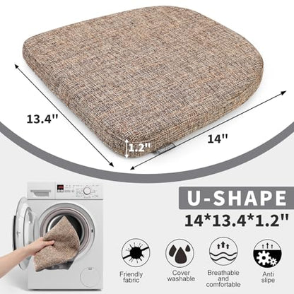 SINOSSO Memory Foam 14" Metal Chair Cushions 4 Pcs, Modern Interwoven Style Magnetic Chair Pads for Dining Kitchen Cafe Bistro Stackable Chair (U-Shape, Light Brown, 4) - color: Light Brown