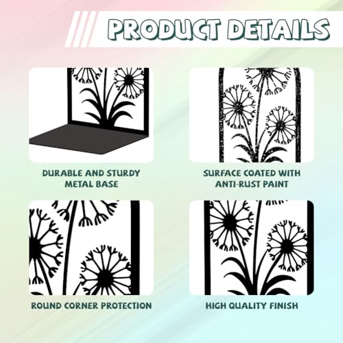 5.3"x4.3"x7.9" Metal Bookends, Heavy Duty Book Ends for Shelves | Dandelion Theme Cast Iron Book Supports, 1 Pair Decor Stoppers for Desk, Library, Office & Home Shelves - style: Gothic Crow