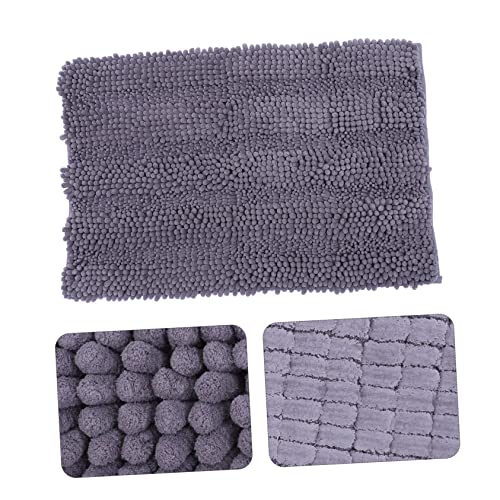 Garneck Chenille Extra Thick Non Slip Bath Rug Mat for Entryway Structure Machine Washable and Highly Absorbent Deep Grey - color: Dark Grey